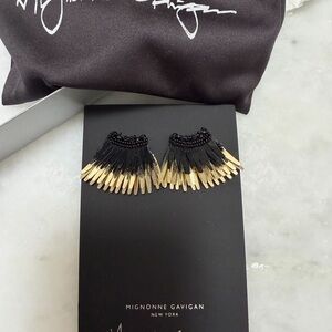 Mignonne Gavigan Black and Gold Layered Fringe Earrings